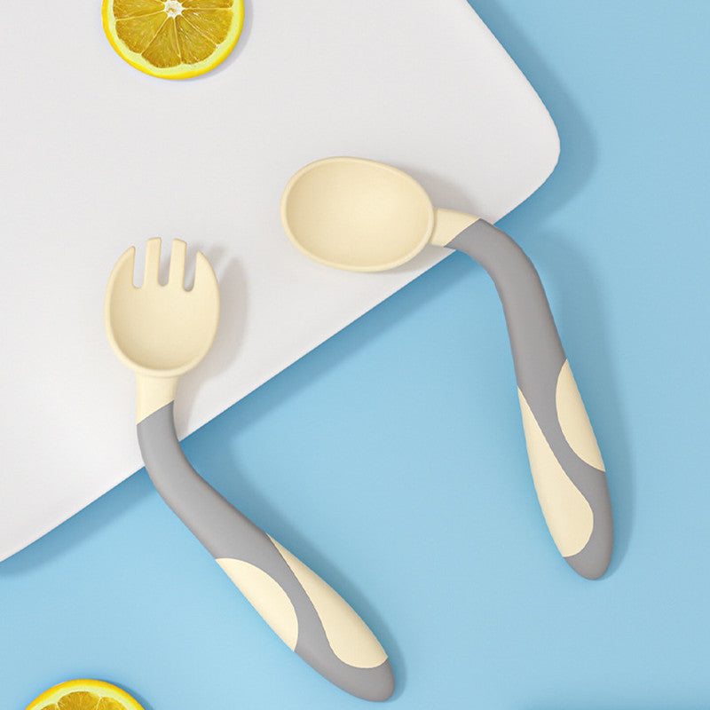 Baby Spoon and fork Set for Baby Feeding (off-White)