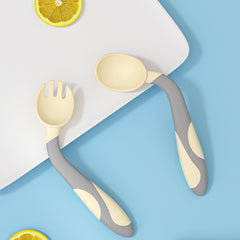 Baby Spoon and fork Set for Baby Feeding (off-White)