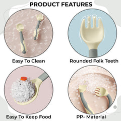 Baby Spoon and fork Set for Baby Feeding (off-White)