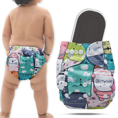 Reusable Baby Cloth Diaper with Adjustable Snap Buttons and Insert (Set of 1)