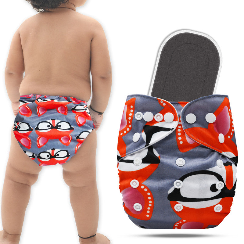 Reusable Baby Cloth Diaper with Adjustable Snap Buttons and Insert (Set of 1)