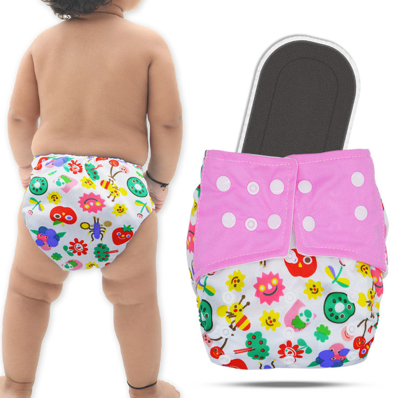 Reusable Baby Cloth Diaper with Adjustable Snap Buttons and Insert (Set of 1)