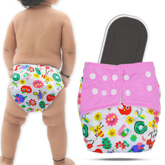 Reusable Baby Cloth Diaper with Adjustable Snap Buttons and Insert (Set of 1)