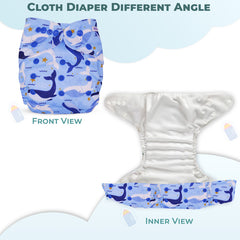Reusable Baby Cloth Diaper with Adjustable Snap Buttons and Insert (Set of 1)