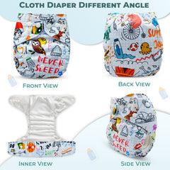 Reusable Baby Cloth Diaper with Adjustable Snap Buttons and Insert (Set of 1)
