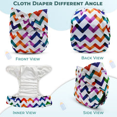 Reusable Baby Cloth Diaper with Adjustable Snap Buttons and Insert (Set of 1)