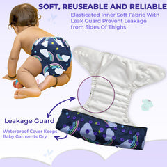 Reusable Baby Cloth Diaper with Adjustable Snap Buttons and Insert (Set of 1)