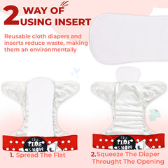 Reusable Baby Cloth Diaper with Adjustable Snap Buttons and Insert (Set of 1)