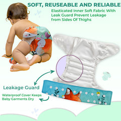 Reusable Baby Cloth Diaper with Adjustable Snap Buttons and Insert (Set of 1)