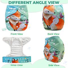Reusable Baby Cloth Diaper with Adjustable Snap Buttons and Insert (Set of 1)