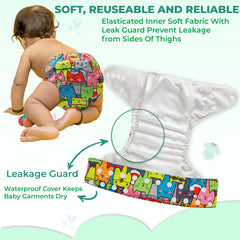 Reusable Baby Cloth Diaper with Adjustable Snap Buttons and Insert (Set of 1)