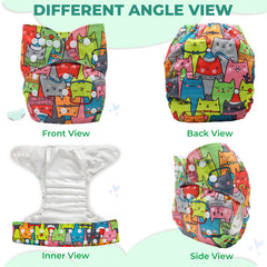 Reusable Baby Cloth Diaper with Adjustable Snap Buttons and Insert (Set of 1)