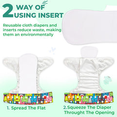 Reusable Baby Cloth Diaper with Adjustable Snap Buttons and Insert (Set of 1)