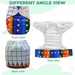 Reusable Baby Cloth Diaper with Adjustable Snap Buttons and Insert (Set of 1)