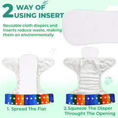 Reusable Baby Cloth Diaper with Adjustable Snap Buttons and Insert (Set of 1)