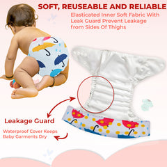 Reusable Baby Cloth Diaper with Adjustable Snap Buttons and Insert (Set of 1)