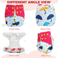 Reusable Baby Cloth Diaper with Adjustable Snap Buttons and Insert (Set of 1)