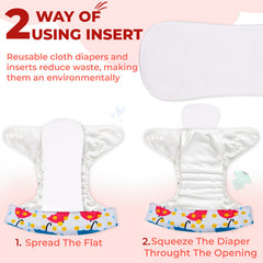 Reusable Baby Cloth Diaper with Adjustable Snap Buttons and Insert (Set of 1)