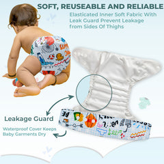 Reusable Baby Cloth Diaper with Adjustable Snap Buttons and Insert (Set of 1)