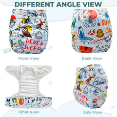 Reusable Baby Cloth Diaper with Adjustable Snap Buttons and Insert (Set of 1)