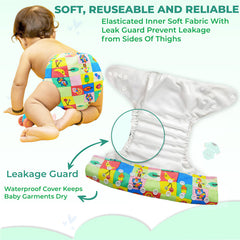 Reusable Baby Cloth Diaper with Adjustable Snap Buttons and Insert (Set of 1)