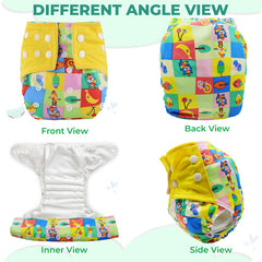 Reusable Baby Cloth Diaper with Adjustable Snap Buttons and Insert (Set of 1)