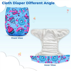 Reusable Baby Cloth Diaper with Adjustable Snap Buttons and Insert (Set of 1)