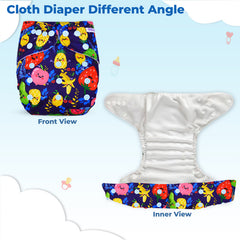Reusable Baby Cloth Diaper with Adjustable Snap Buttons and Insert (Set of 1)