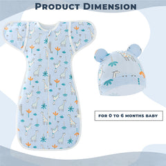 Organic Cotton Soft Baby Sleeping Sack for Comfort & Safe Sleep (Blue Giraffe)