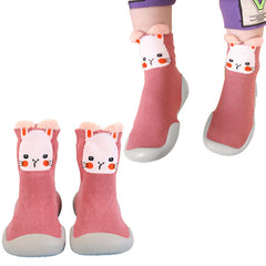 Soft and Stretchy Cotton Sock Shoes for Baby (Pink Kitten)