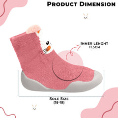 Soft and Stretchy Cotton Sock Shoes for Baby (Pink Kitten)
