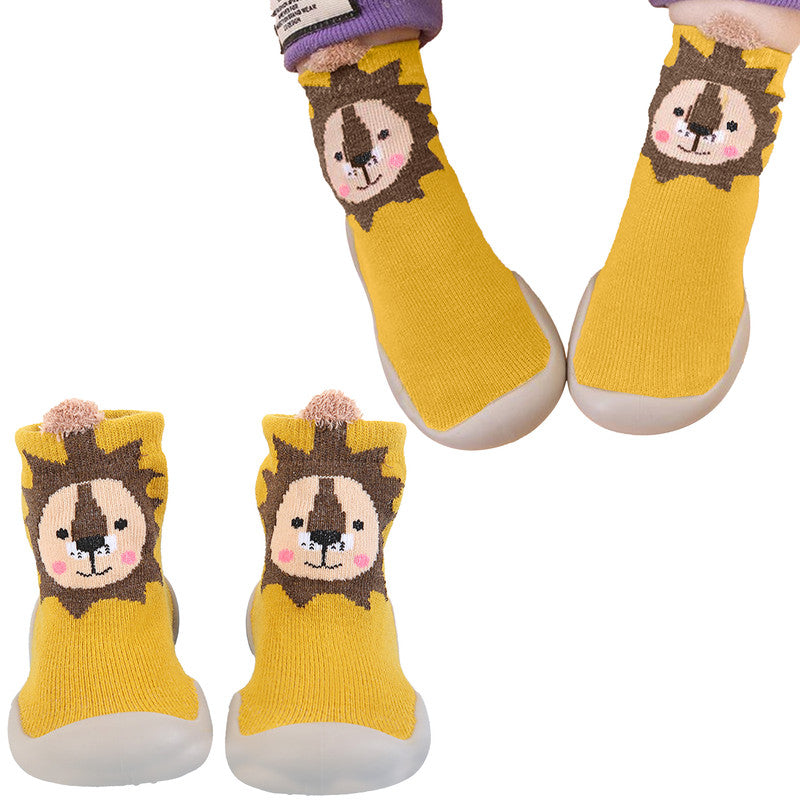 Soft and Stretchy Cotton Sock Shoes for Baby (Turmeric Lion)
