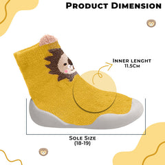 Soft and Stretchy Cotton Sock Shoes for Baby (Turmeric Lion)