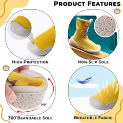 Soft and Stretchy Cotton Sock Shoes for Baby (Turmeric Lion)
