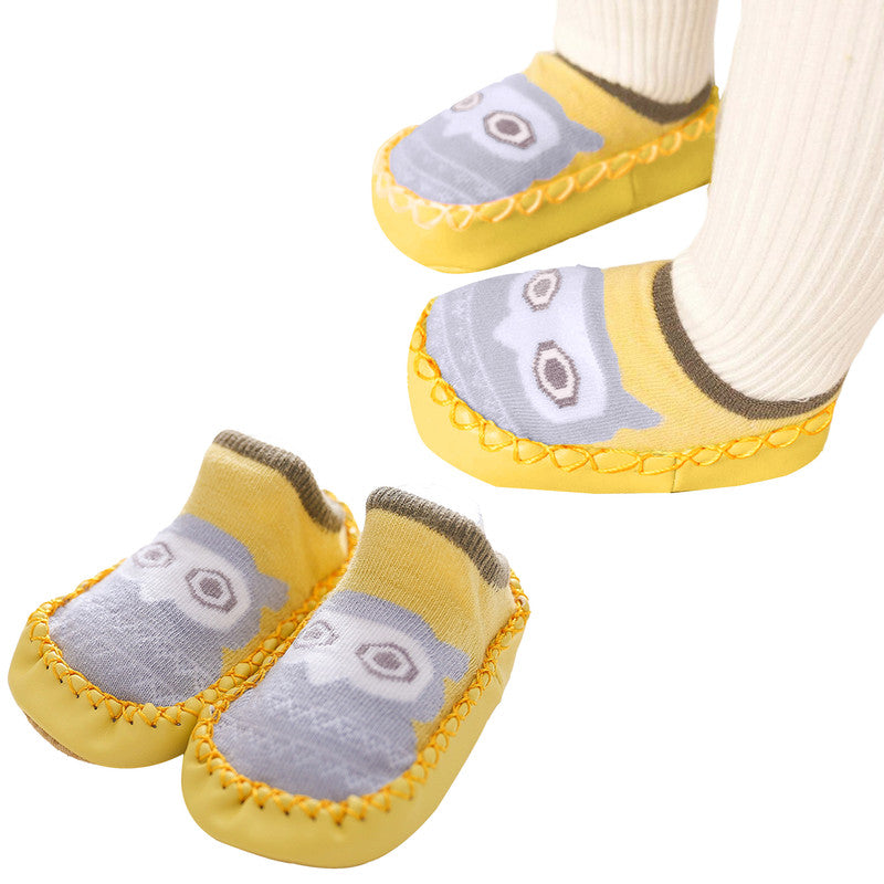 Soft and Stretchy Cotton Sock Shoes for Baby (Yellow Owl)