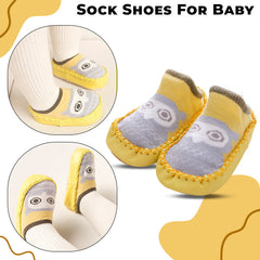 Soft and Stretchy Cotton Sock Shoes for Baby (Yellow Owl)