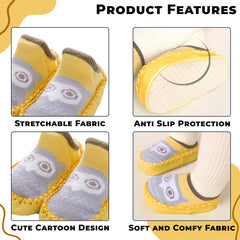 Soft and Stretchy Cotton Sock Shoes for Baby (Yellow Owl)