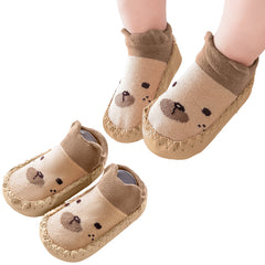 Soft and Stretchy Cotton Sock Shoes for Baby (Khaki)