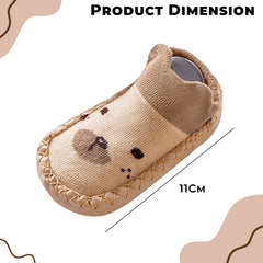 Soft and Stretchy Cotton Sock Shoes for Baby (Khaki)