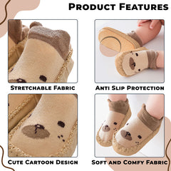 Soft and Stretchy Cotton Sock Shoes for Baby (Khaki)