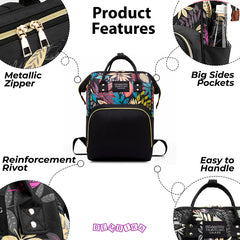 Mother Backpack for Baby Feeding and Nursing (Leaf Black)
