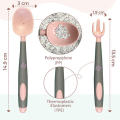 Baby Spoon and fork Set for Baby Feeding (Pink)