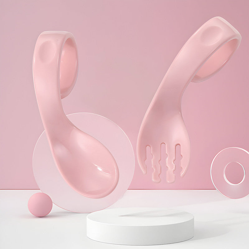 Baby Spoon and fork Set for Baby Feeding (Pink)