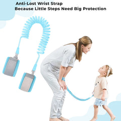 Bembika Anti-Lost Wrist Chain for Kids – Child Safety Leash with Upgraded Locks, 360° Rotating Connectors, Adjustable Wrist Band for Outdoor, Shopping & Travel-(Blue)