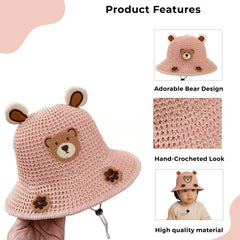 BEMBIKA Baby Cotton Cap with Safety and Comfort Baby Turban-(Paw Print – Pink)