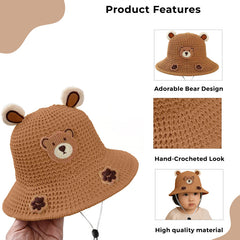 BEMBIKA Baby Cotton Cap with Safety and Comfort Baby Turban-(Paw Print – Khaki)