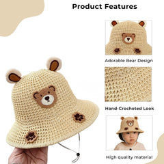 BEMBIKA Baby Cotton Cap with Safety and Comfort Baby Turban-(Paw Print – Beige)