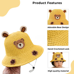 BEMBIKA Baby Cotton Cap with Safety and Comfort Baby Turban-(Paw Print – Yellow)