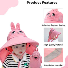 BEMBIKA Baby Cotton Cap with Safety and Comfort Baby Turban-(Cartoon Shawl – Pink)