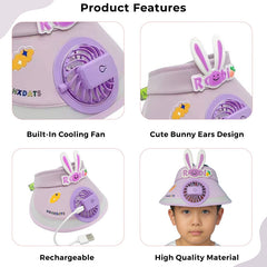 BEMBIKA Baby Cotton Cap with Safety and Comfort Baby Turban-(Fan Cap – Purple)